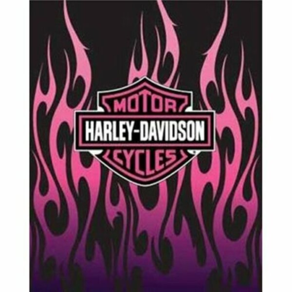 Super Soft Plush Classic HARLEY DAVIDSON Heavyweight Blanket - PINK FLAMES